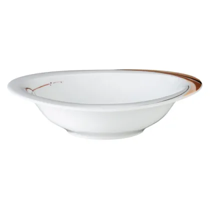 Zdjęcie Duża owalna porcelanowa miska 25x23 cm zdobiona brązowym wzorem - Seltmann Weiden
