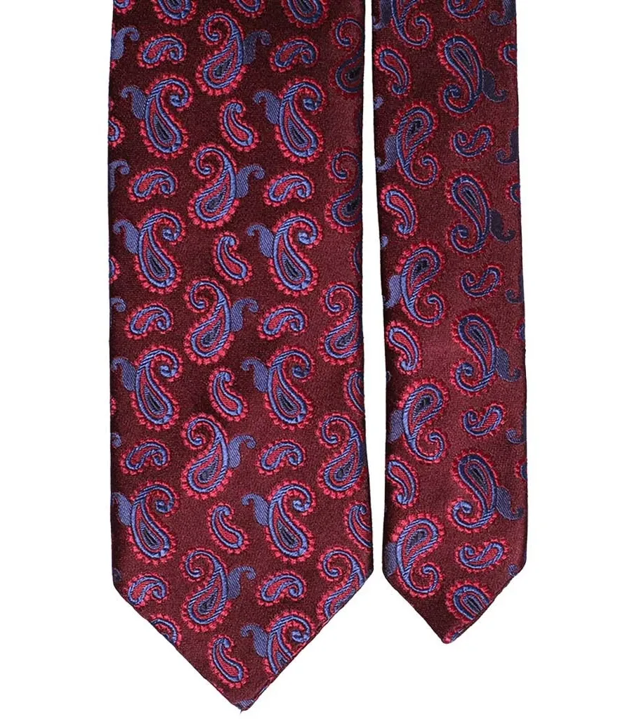 obrazek 2 Ponadczasowy, bordowy krawat z opalizującym wzorem paisley