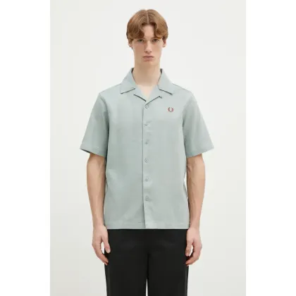 Zdjęcie Fred Perry koszula bawełniana męska kolor turkusowy relaxed M7774.X06