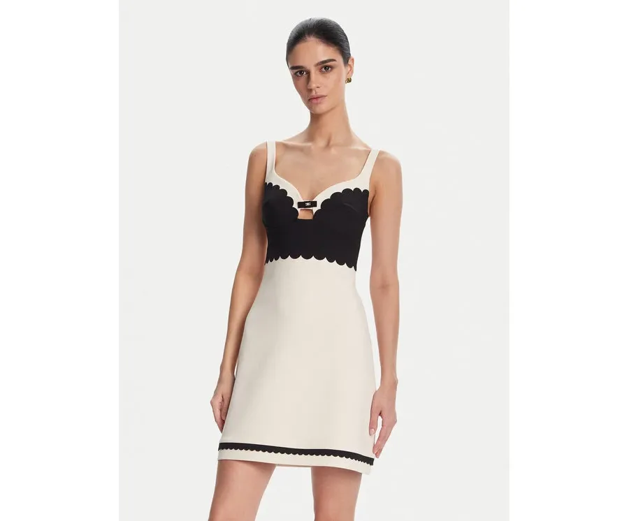 obrazek 1 Elisabetta Franchi Sukienka koktajlowa AB70352E2 Beżowy Regular Fit