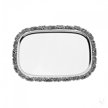 Picture A beautiful silver Ottocento tray decorated with a unique ornament - Zaramella Argenti