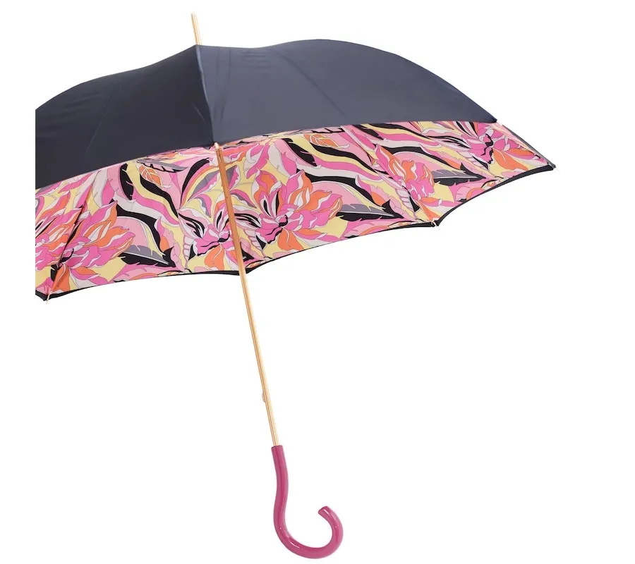 obrazek 8 Stylowy parasol damski w kolorze czarno-różowym – Pasotti