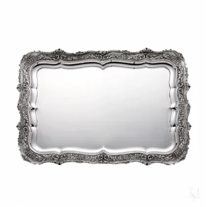 Zdjęcie Prostokątna srebrna taca z pięknym bogatym zdobieniem - Zaramella Argenti