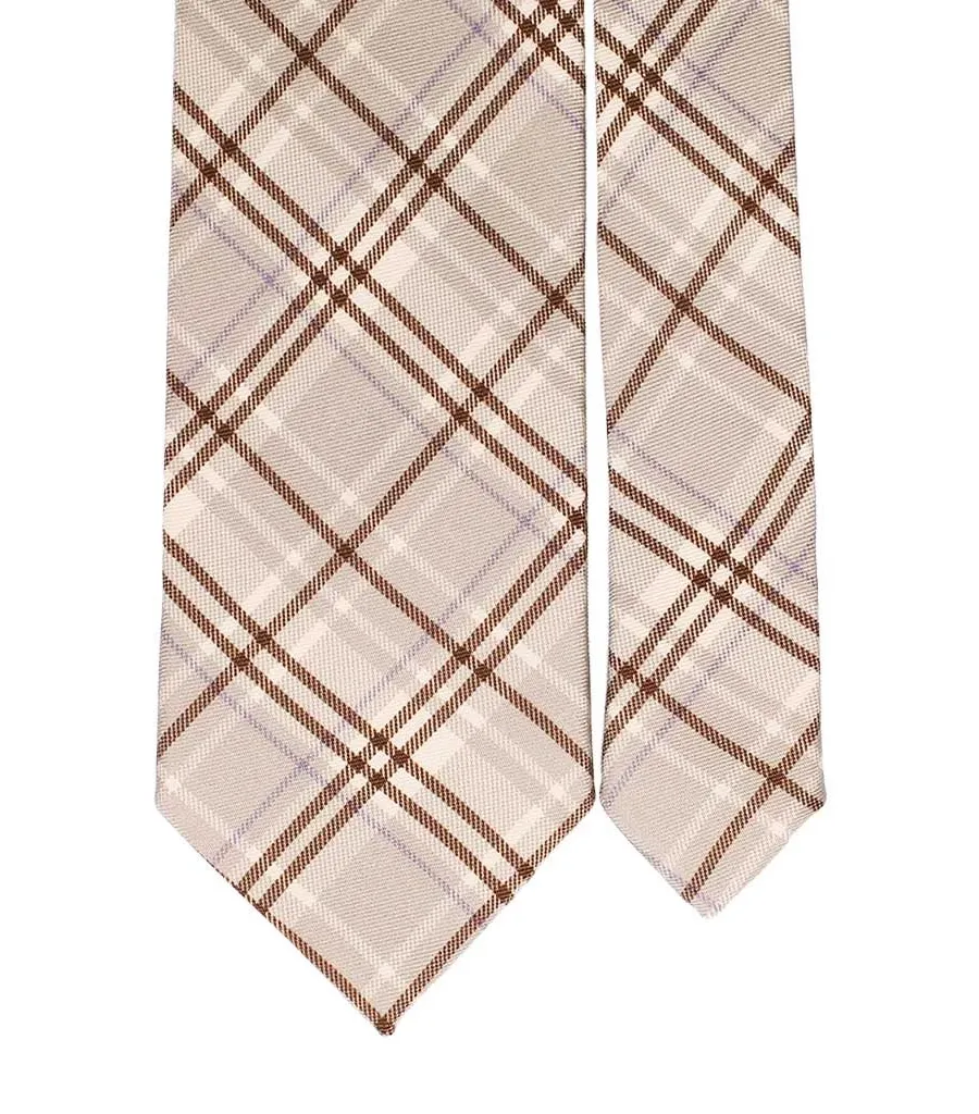 obrazek 2 Elegancki, bęzowy krawat w kratkę dla mężczyzn