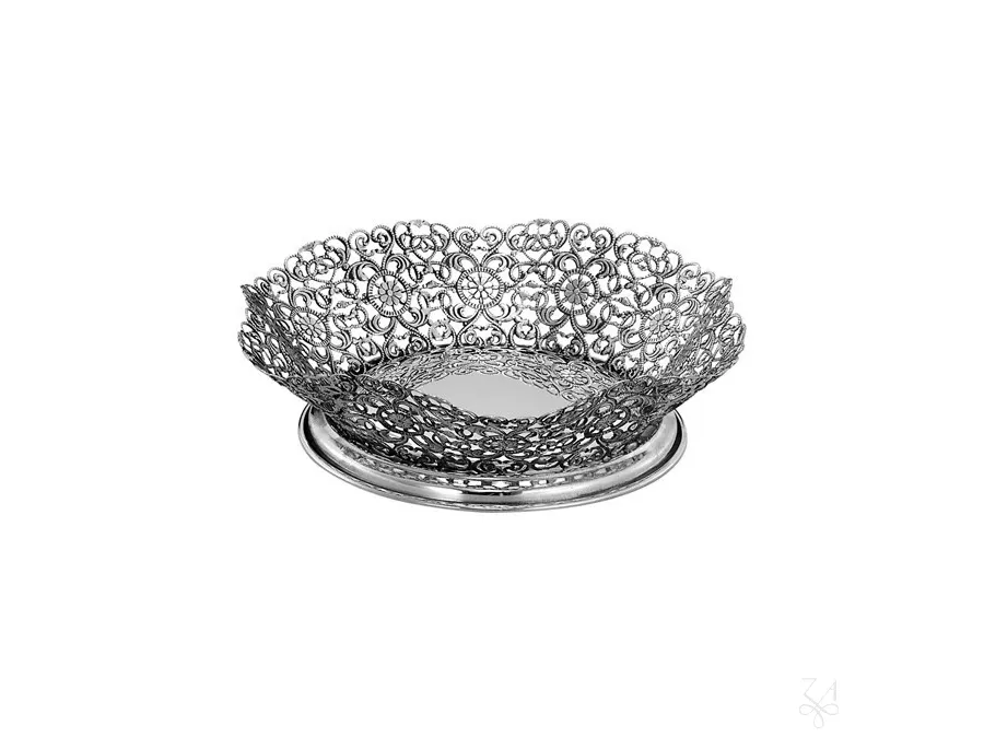 picture 1 Round silver basket with an openwork form - Zaramella Argenti
