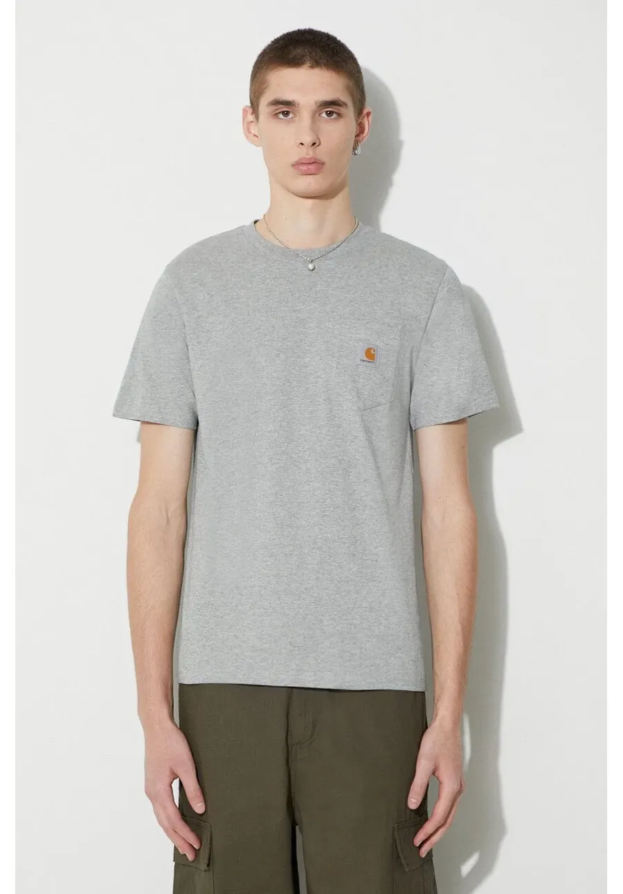 obrazek 1 Carhartt WIP t-shirt bawełniany S/S Pocket T-Shirt męski kolor szary melanżowy I030434.V6XX