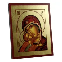 Picture Elegant Gilded Icon of Our Lady of Vladimir 10x13 cm