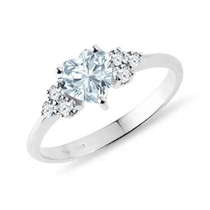 Zdjęcie Pierścionek z białego złota z akwamarynem w kształcie serca KLENOTA