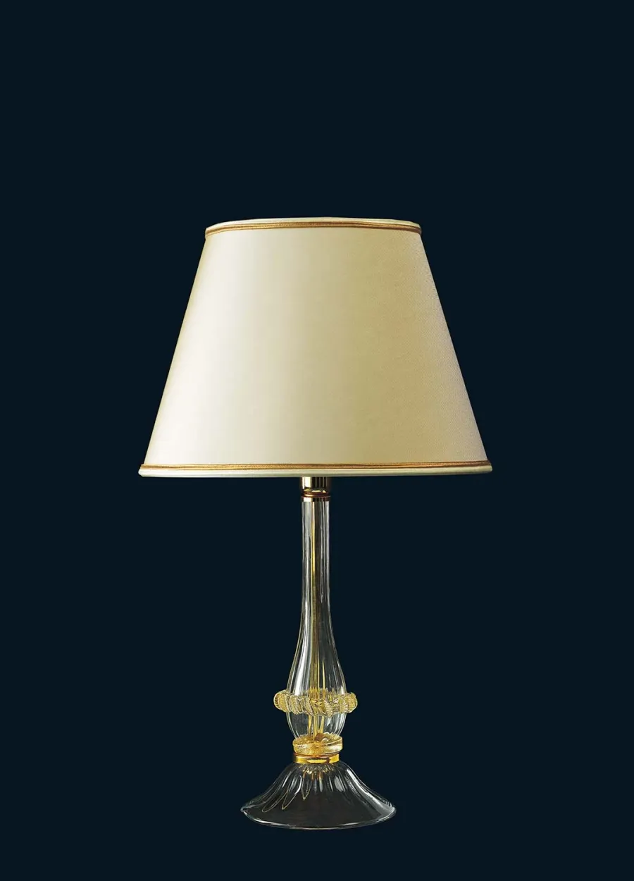 obrazek 2 Ekskluzywna wenecka duża lampa stołowa ze szkła Murano i złota