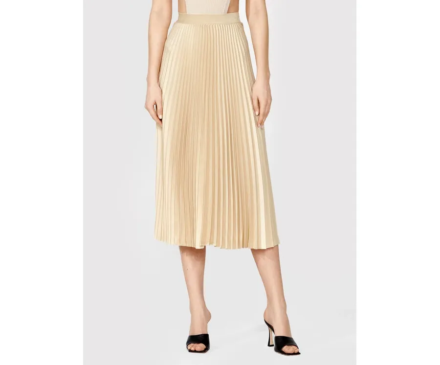 obrazek 1 Simple Spódnica plisowana SDD004 Beżowy Regular Fit