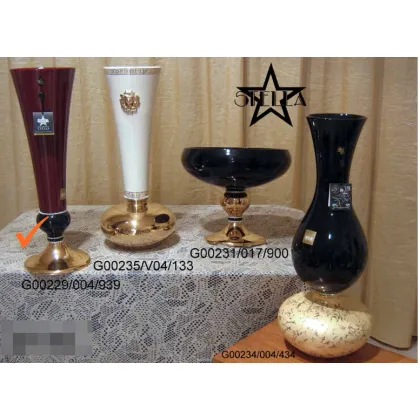Picture A tasteful trumpet-like ceramic vase in black, red and gold