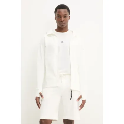 Zdjęcie C.P. Company bluza bawełniana męska kolor beżowy z kapturem gładka 18CMSS028A005086W