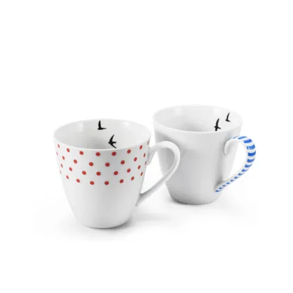 Zdjęcie Wyjątkowy zestaw dwóch kubków z porcelany zdobiony geometrycznym motywem – Leander
