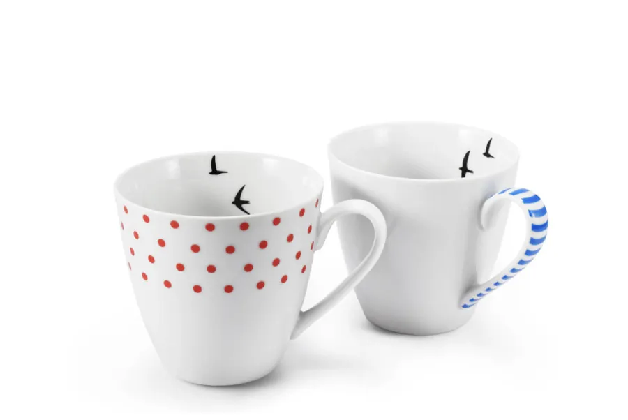 obrazek 1 Wyjątkowy zestaw dwóch kubków z porcelany zdobiony geometrycznym motywem – Leander