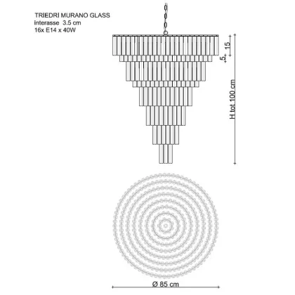 Zdjęcie Piękny stylowy żyrandol z trójścianami ze szkła Murano - Il Paralume Marina