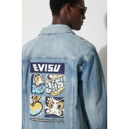 Zdjęcie Evisu kurtka jeansowa męska kolor niebieski przejściowa oversize