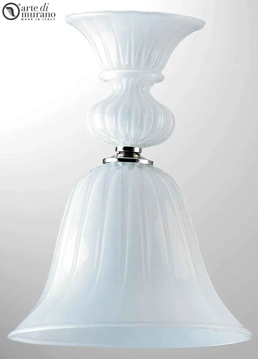 obrazek 1 Gustowna wisząca lampa w kolorze bieli ze szkła Murano