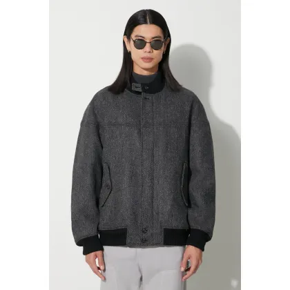 Zdjęcie Baracuta kurtka bomber wełniana Herringbone Derby Jacket kolor szary przejściowa oversize BRCPS1001