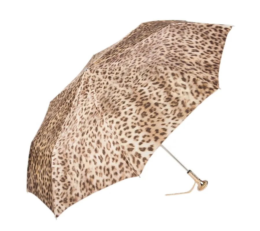 obrazek 6 Ekskluzywny brązowy parasol damski zdobiony motywem skóry leoparda - Pasotti