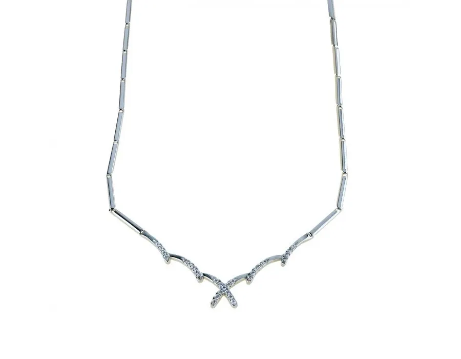 obrazek 1 Choker z centralnymi białymi cyrkoniami cm.43