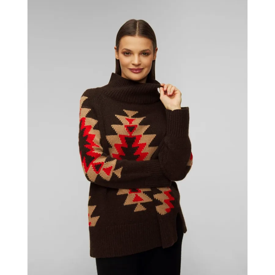 obrazek 1 Brązowy Sweter Kaszmirowy Z Golfem Damski Kujten Ivy