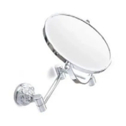 Zdjęcie Chromowane mosiężne lusterko ścienne z powiększeniem (2×) do łazienki - Il Paralume Marina