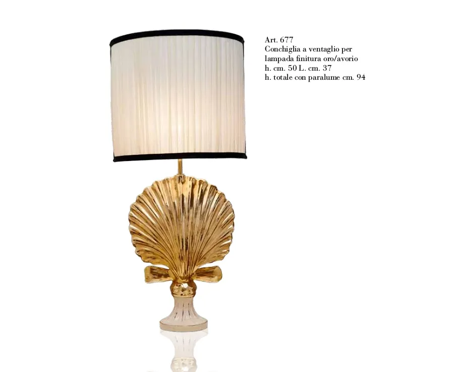 obrazek 1 Ceramiczna lampa ze złotą podstawą w kształcie muszli