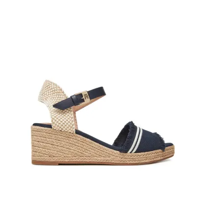 Zdjęcie Tommy Hilfiger Espadryle Fringe Canvas Medium Wedge FW0FW08879 Granatowy