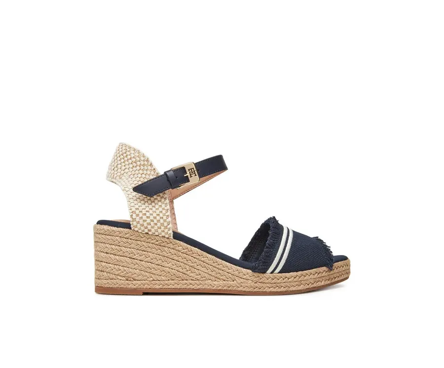 obrazek 1 Tommy Hilfiger Espadryle Fringe Canvas Medium Wedge FW0FW08879 Granatowy
