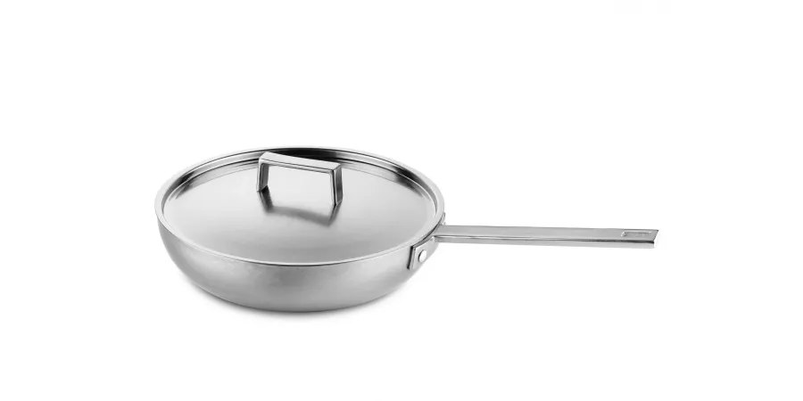 obrazek 1 Luksusowa włoska patelnia o średnicy 26 cm z pokrywką ze stali nierdzewnej