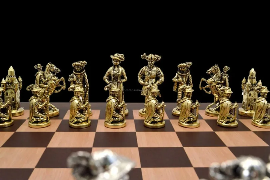 obrazek 3 Stylowe pionki szachowe The Rococo wykonane ze stopu cynku - The Chess Empire