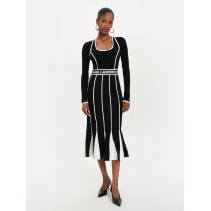 Zdjęcie KARL LAGERFELD Sukienka dzianinowa 245W1330 Czarny Slim Fit