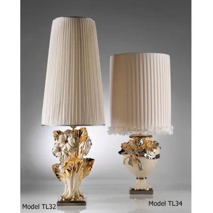 Picture A sophisticated ceramic lamp decorated with gold and platinum
