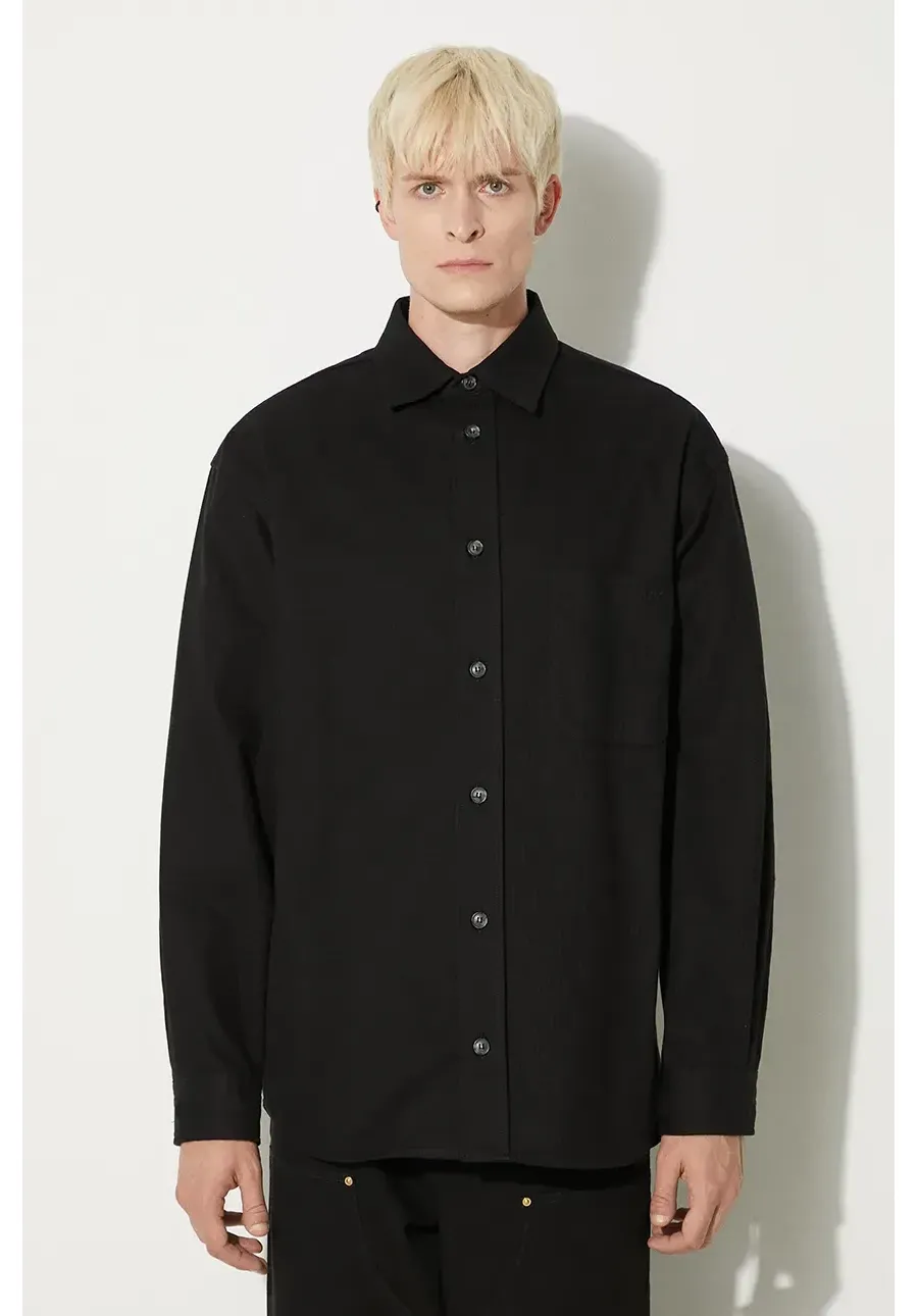 obrazek 1 A.P.C. koszula Chemise Emilien Logo męska kolor czarny relaxed z kołnierzykiem klasycznym COHAM-H12597