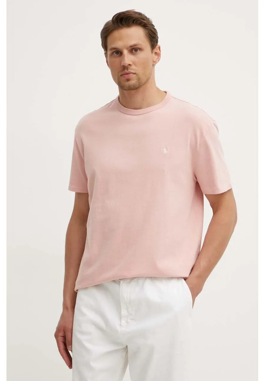 obrazek 1 Polo Ralph Lauren t-shirt bawełniany męski kolor różowy gładki 710916698