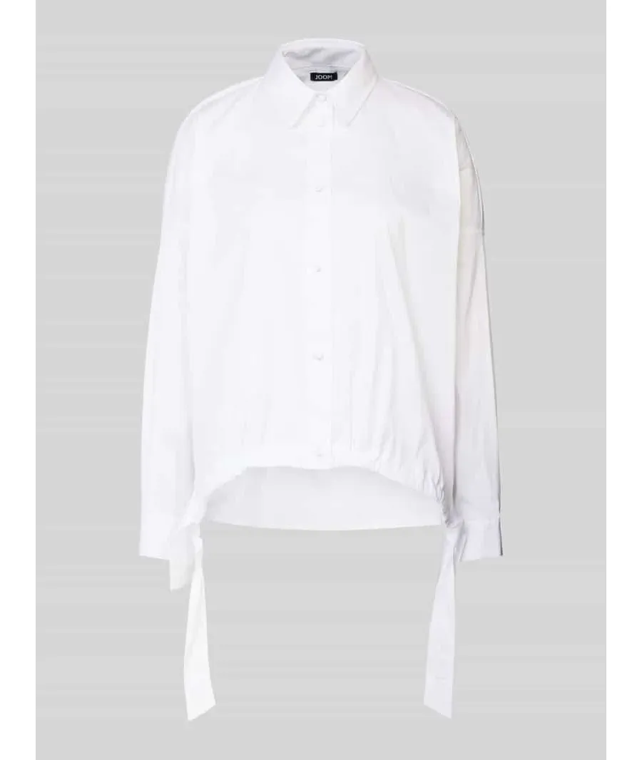 obrazek 1 Bluzka koszulowa o kroju regular fit z wiązanymi detalami model ‘Betty’