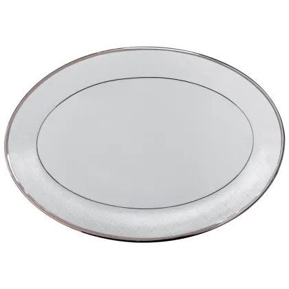 Zdjęcie Bardzo luksusowy porcelanowy półmisek owalny 39 cm z kolekcji Ethereal White - Porcel