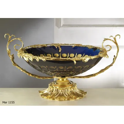 Zdjęcie Misa z grawerowanego kryształu i złoconego brązu