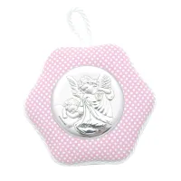 Zdjęcie Wyjątkowy Medalion grający Aniołek z latarenką nad dzieciątkiem 9x8 cm