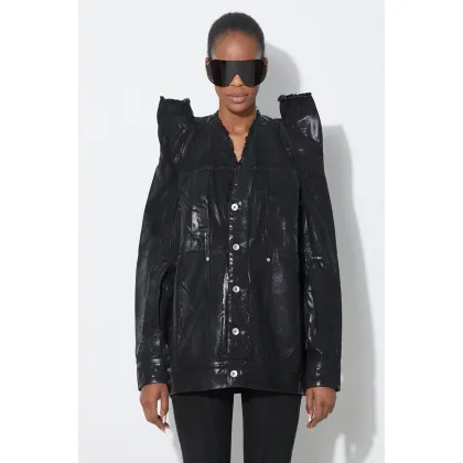 Zdjęcie Rick Owens kurtka jeansowa Denim Jacket Tec Worker damska kolor czarny przejściowa DS01D1704.BF.09