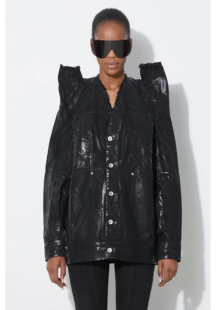 obrazek 1 Rick Owens kurtka jeansowa Denim Jacket Tec Worker damska kolor czarny przejściowa DS01D1704.BF.09