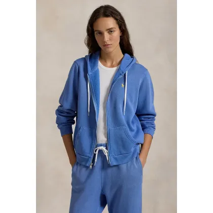 Zdjęcie Polo Ralph Lauren bluza damska kolor niebieski z kapturem gładka 211943008