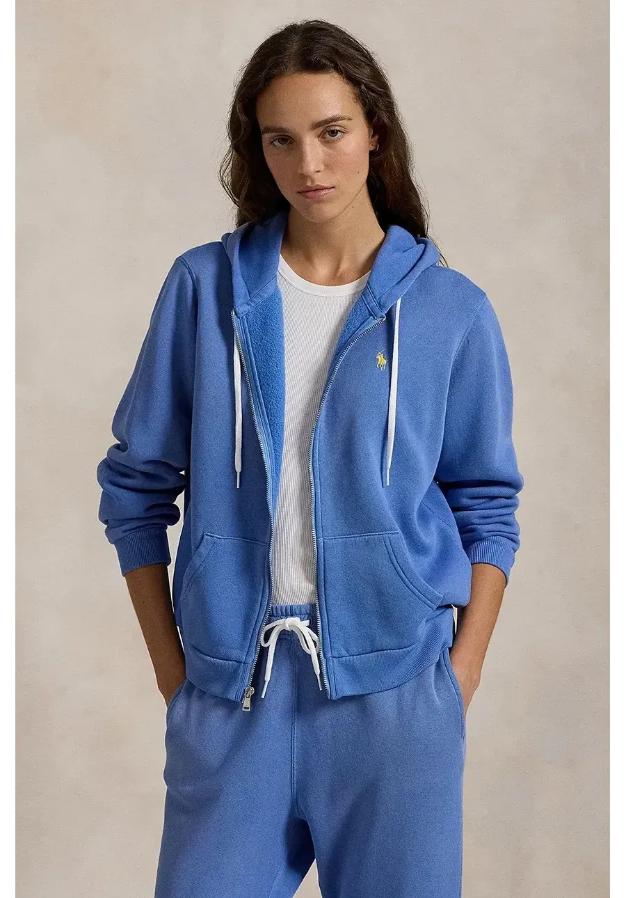 obrazek 1 Polo Ralph Lauren bluza damska kolor niebieski z kapturem gładka 211943008