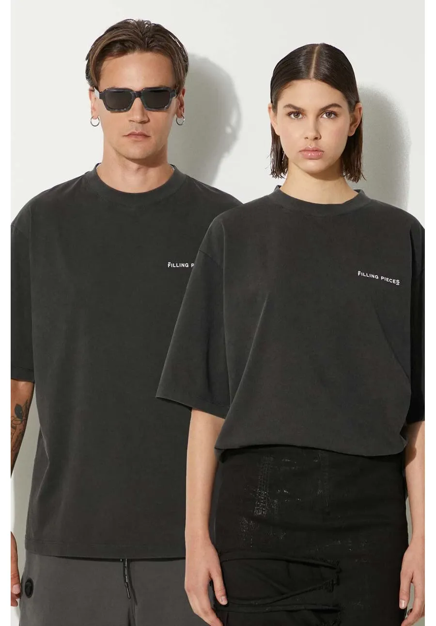 obrazek 1 Filling Pieces t-shirt bawełniany Boxy Vintage kolor czarny gładki 74413780626