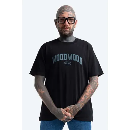 Zdjęcie Wood Wood t-shirt bawełniany Bobby IVY T-shirt kolor czarny z nadrukiem 12135703.2489-GREYMEL