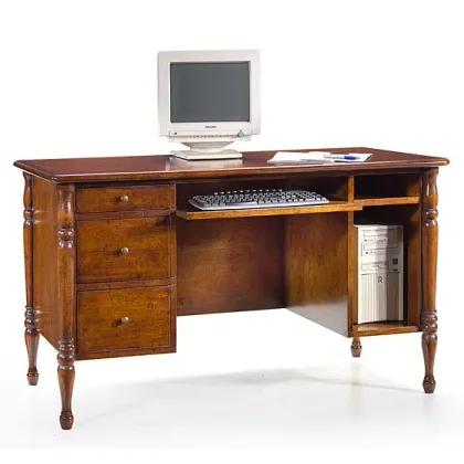 Zdjęcie Włoskie biurko z 3 szufladami, otwartą przegrodą i klapką na klawiaturę - Zanini