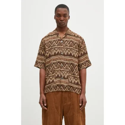 Zdjęcie Needles koszula z domieszką wełny Cabana Shirt kolor brązowy relaxed PU154