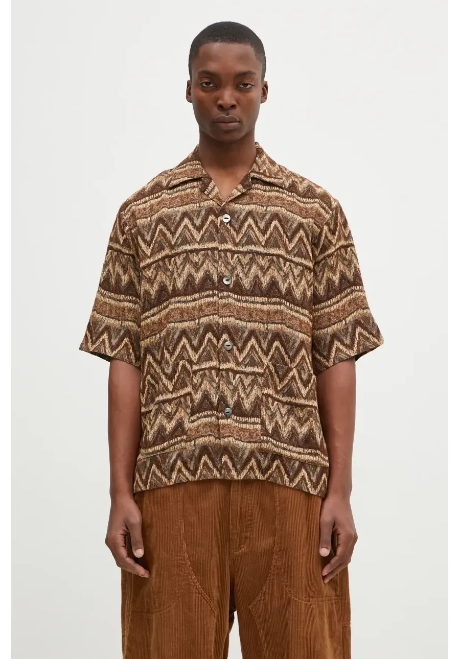 obrazek 1 Needles koszula z domieszką wełny Cabana Shirt kolor brązowy relaxed PU154