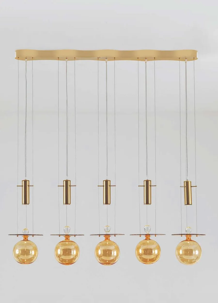 obrazek 1 Gustowna lampa wisząca Tara Murano Glass na 5 żarówek ze szkła Murano