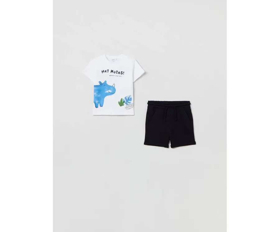 obrazek 1 OVS Komplet t-shirt i szorty sportowe 1759108 Biały Regular Fit